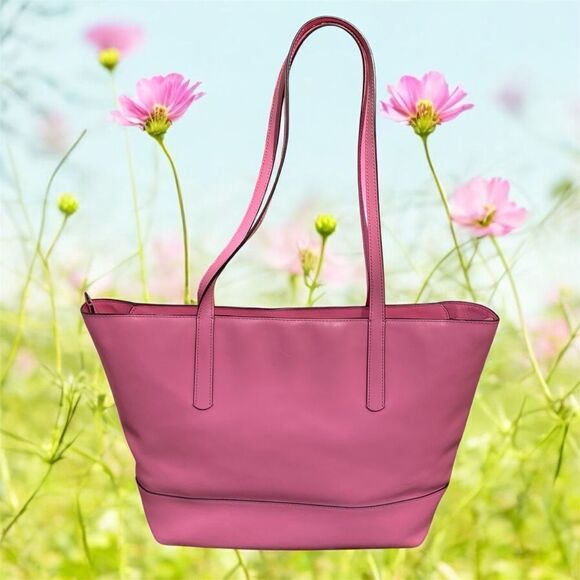 Kate Spade Pink Leather Tote/Shoulder Bag w/Dust Bag Spring Summer Brunch Weddin - Picture 3 of 14